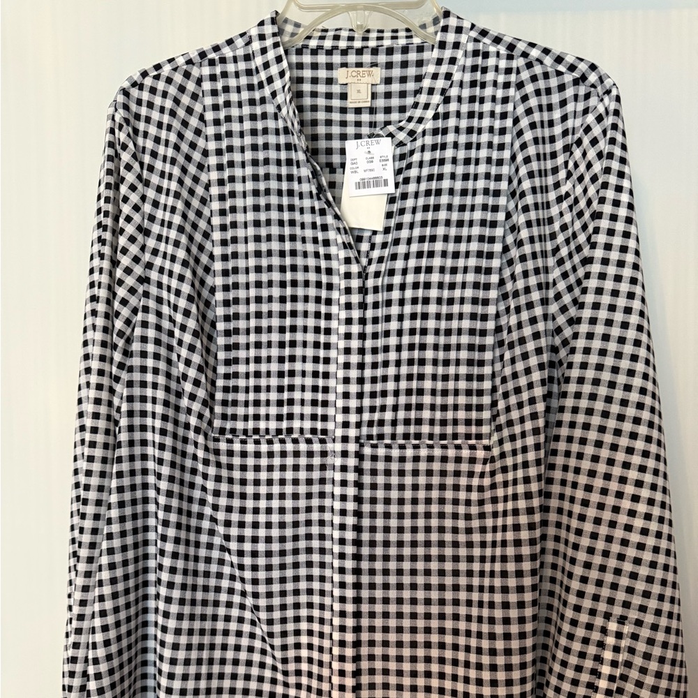 J. Crew Black and White Checkered Women's Button Down Shirt